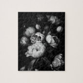 Fett moody Painterly Blume Black and White Puzzle (Vertikal)