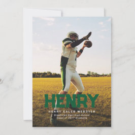 Fett Name einfach sportive grüne Foto Abschluss Einladung