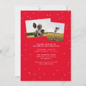 Fett Name einfach sportive rote Foto Abschluss Einladung (Rückseite)