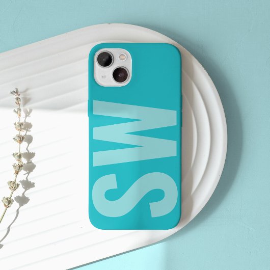 Fett Name Initials Aqua Blue Custom Monogram iPhone Hülle
