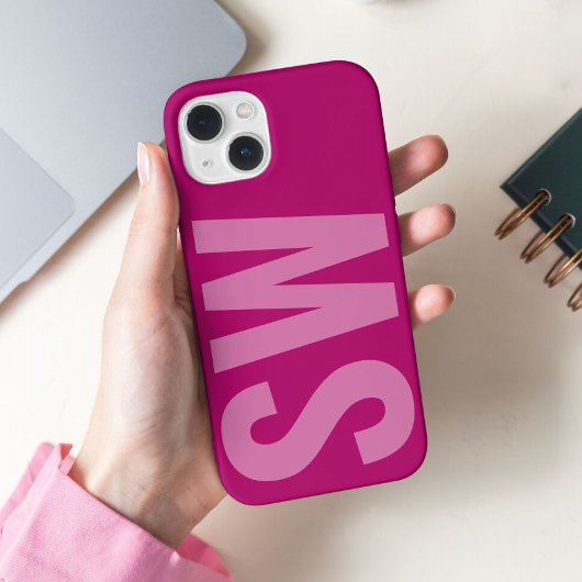 Fett Name Initials Girly Pink Custom Monogram iPhone Hülle