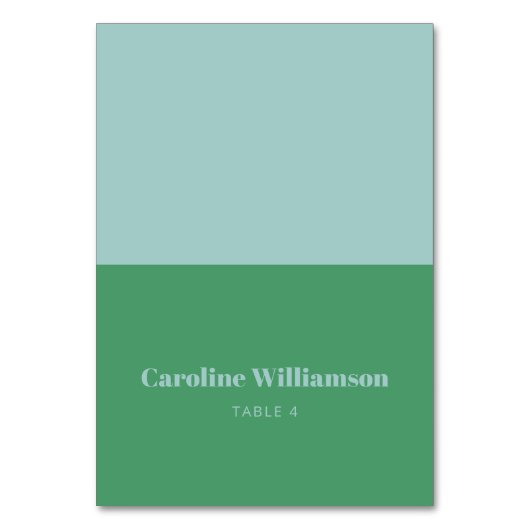 Fett Name Light Blue Custom Platzkarte Tischnummer (Vorderseite)