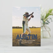 Fett Name Marine Blue Graduate Foto Abschluss Einladung (Stehend Vorderseite)