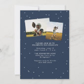 Fett Name Marine Blue Graduate Foto Abschluss Einladung (Rückseite)