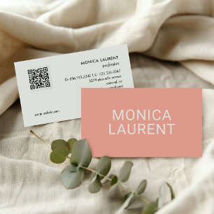 Fett Name QR CODE LOGO SOCIAL ICONS Peach CORAL Visitenkarte