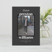 Fett Name Schwarzer Abschluss Ankündigung Foto-Kar (Stehend Vorderseite)