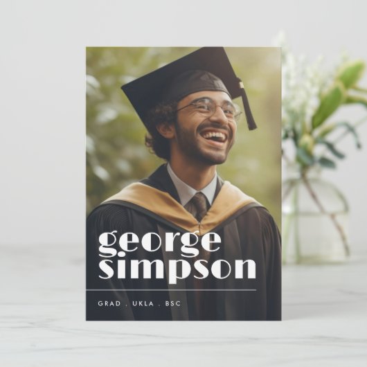 Fett Name Script Grad Graduate Two Foto Ankündigung (Stehend Vorderseite)