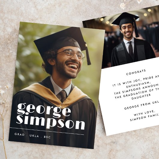 Fett Name Script Grad Graduate Two Foto Ankündigung