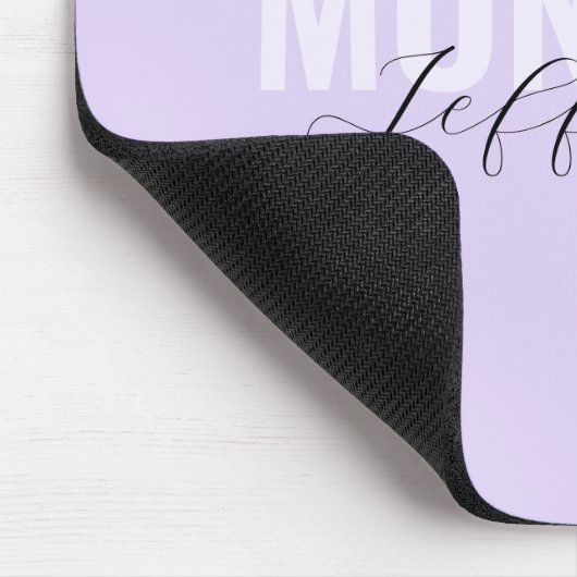 Fett Name Script Modern Lilac Lavender Monogram Mousepad (Ecke)