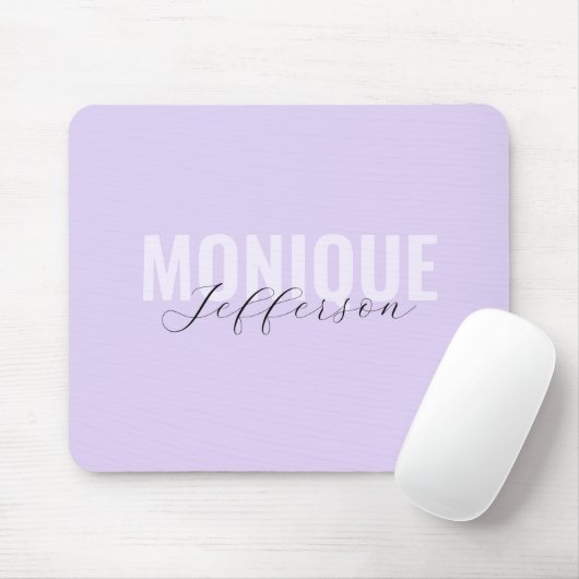 Fett Name Script Modern Lilac Lavender Monogram Mousepad (Mit Mouse)