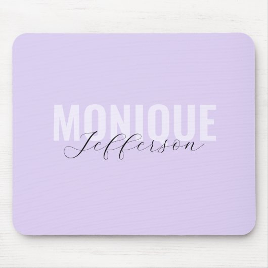 Fett Name Script Modern Lilac Lavender Monogram Mousepad (Vorne)