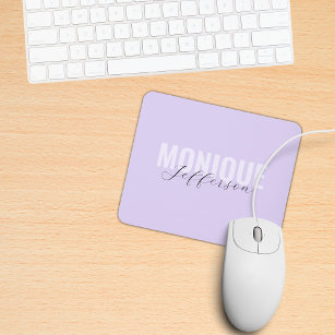 Fett Name Script Modern Lilac Lavender Monogram Mousepad