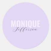 Fett Name Script Modern Lilac Lavender Monogram Runder Aufkleber (Vorderseite)