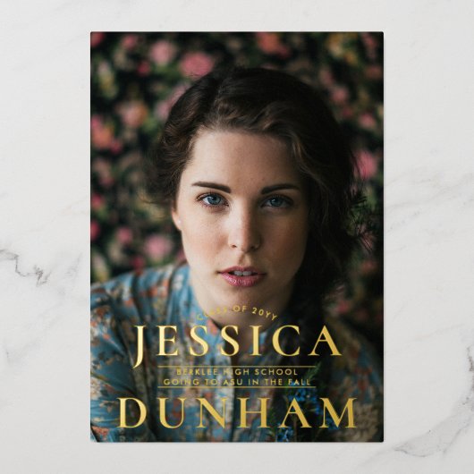 Fett Name Serif Abschluss Foil Einladung (Vorderseite)