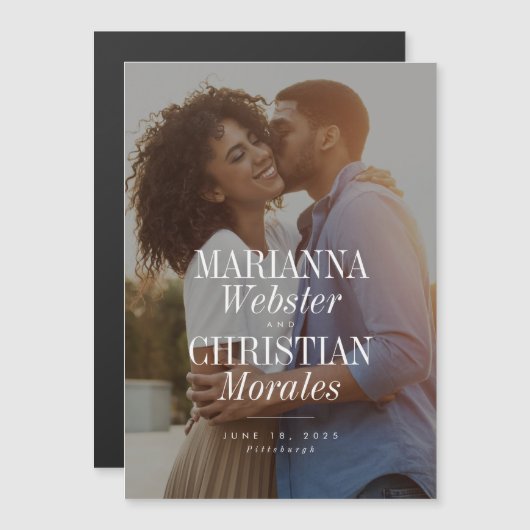 Fett-Namen einzigartig modern ein Foto Save the Da Magneteinladung (Vorne/Hinten)