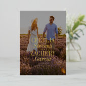 Fett-Namen einzigartig moderne Foto Save the Date Folieneinladung (Stehend vorne)