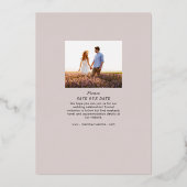 Fett-Namen einzigartig moderne Foto Save the Date Folieneinladung (Rückseite)