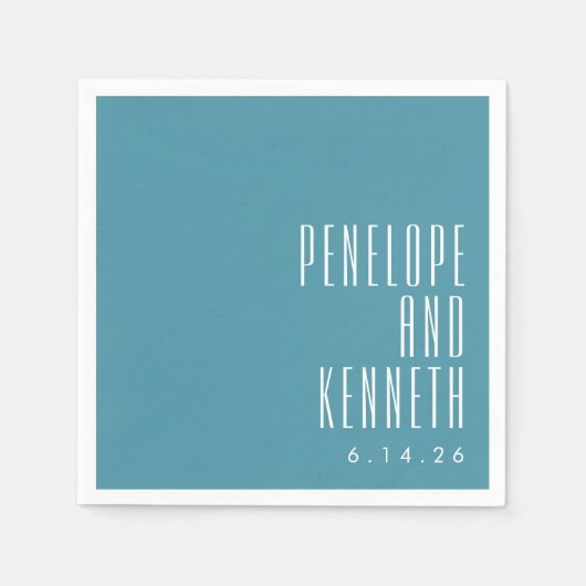 Fett-Namen Retro Typografie farbenfrohe Aquamarine Serviette (Vorderseite)