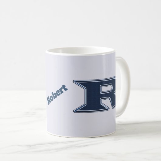 Fett Navy Blue Letter R Initial Monogram Kaffeetasse (VorderseiteRechts)