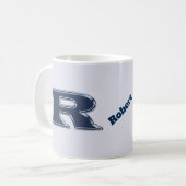 Fett Navy Blue Letter R Initial Monogram Kaffeetasse (Vorderseite Links)
