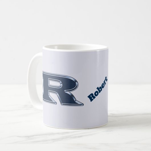 Fett Navy Blue Letter R Initial Monogram Kaffeetasse (Vorderseite Links)