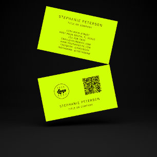 Fett Neon Gelb Benutzerdefinierter Firmenlogo QR-C Visitenkarte