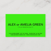 fett-neongrünes Monogramm Visitenkarte (Rückseite)