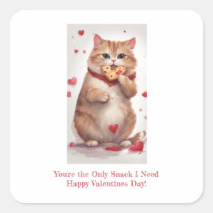 Fett niedlicher Katzenkeks Snack Valentinstag Quadratischer Aufkleber