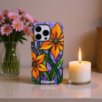 Fett orange Blume mit Lila Hintergrund