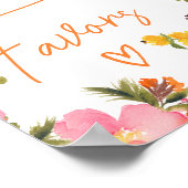 Fett Orange-Blume-Skript begünstigt Brautparty Poster (Ecke)