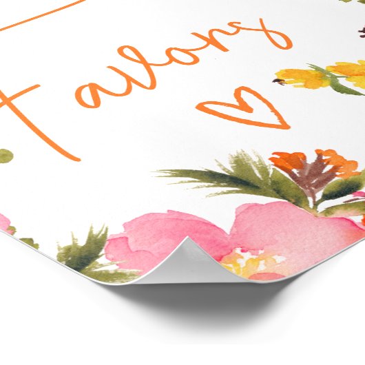 Fett Orange-Blume-Skript begünstigt Brautparty Poster (Ecke)