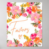 Fett Orange-Blume-Skript begünstigt Brautparty Poster (Vorne)