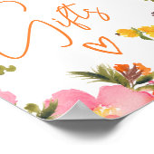 Fett Orange Blume Skriptgeschenke Brautparty Poster (Ecke)