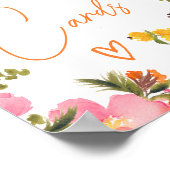 Fett Orange-Blume-Skriptkarten-Brautparty Poster (Ecke)