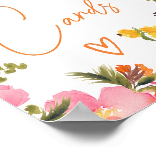 Fett Orange-Blume-Skriptkarten-Brautparty Poster (Ecke)