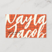 Fett Orange Brown Karo Muster QR Code Handmade Visitenkarte (Vorderseite)