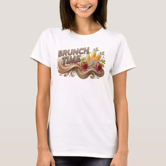 Fett Orange BRUNCH TIME Text Design T-Shirt (Vorderseite)