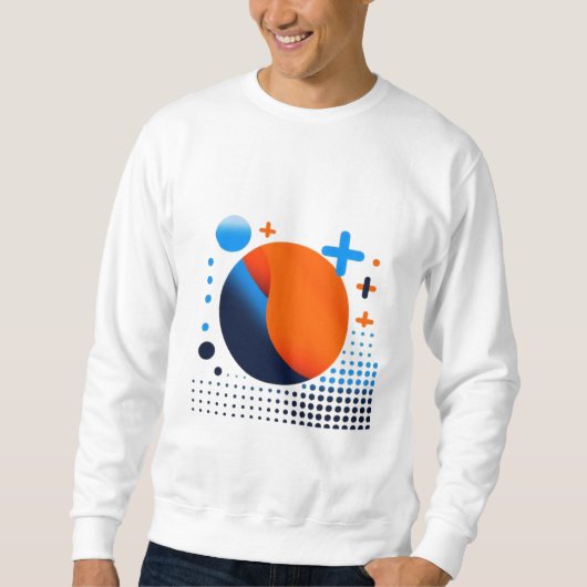 Fett Orange Circle & Blue Dots Geometrisches Hemd Sweatshirt (Vorderseite)