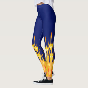 Fett orange gelbe Flammen blau Leggings