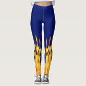 Fett orange gelbe Flammen blau Leggings (Vorderseite)
