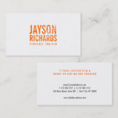 Fett Orange Grunge Stempeltext Business Card Visitenkarte (Vorne/Hinten)