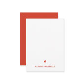 Fett Orange Herz und Name Note Card Mitteilungskarte (Vorderseite/Rückseite Beispiel)