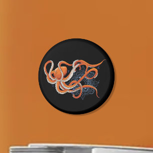 Fett Orange hypnotisierender Oktopus-Mandala  Magnet