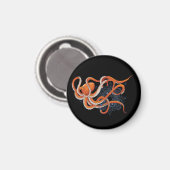 Fett Orange hypnotisierender Oktopus-Mandala Magnet (Vorderseite/Rückseite)