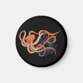 Fett Orange hypnotisierender Oktopus-Mandala Magnet (Vorne)