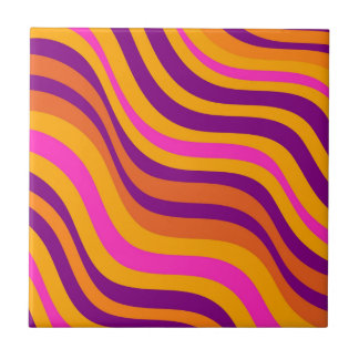 Fett Orange Lila Rosa Wellenstreifen-Muster Fliese