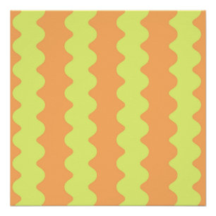 Fett Orange Limette Wellige Streifen Moderne Wandk Poster