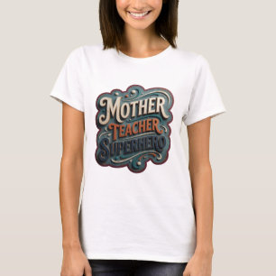Fett Orange MOTHER LEHRERIN SUPERHELDIN Text Desig T-Shirt