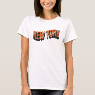 Fett Orange NEW YORK Künstlerisches Motiv T-Shirt