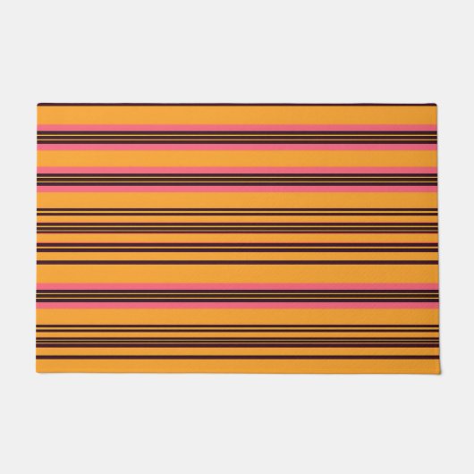 Fett orange-pink gestreiftes Horizontalmuster Fußmatte (Vorderseite)